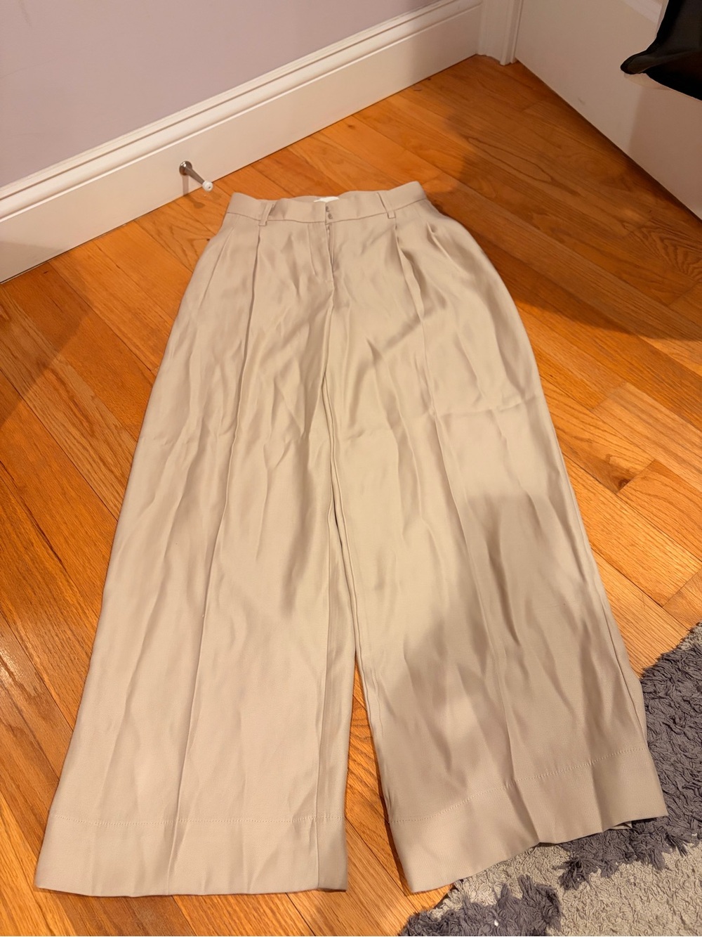 H&M Beige Wide-Leg High Waist Trousers